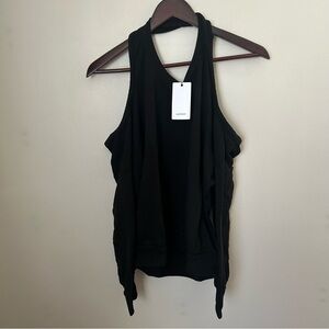 Lanston Sport Porter Halter Pullover Black Athleisure Casual Neutral Open Back